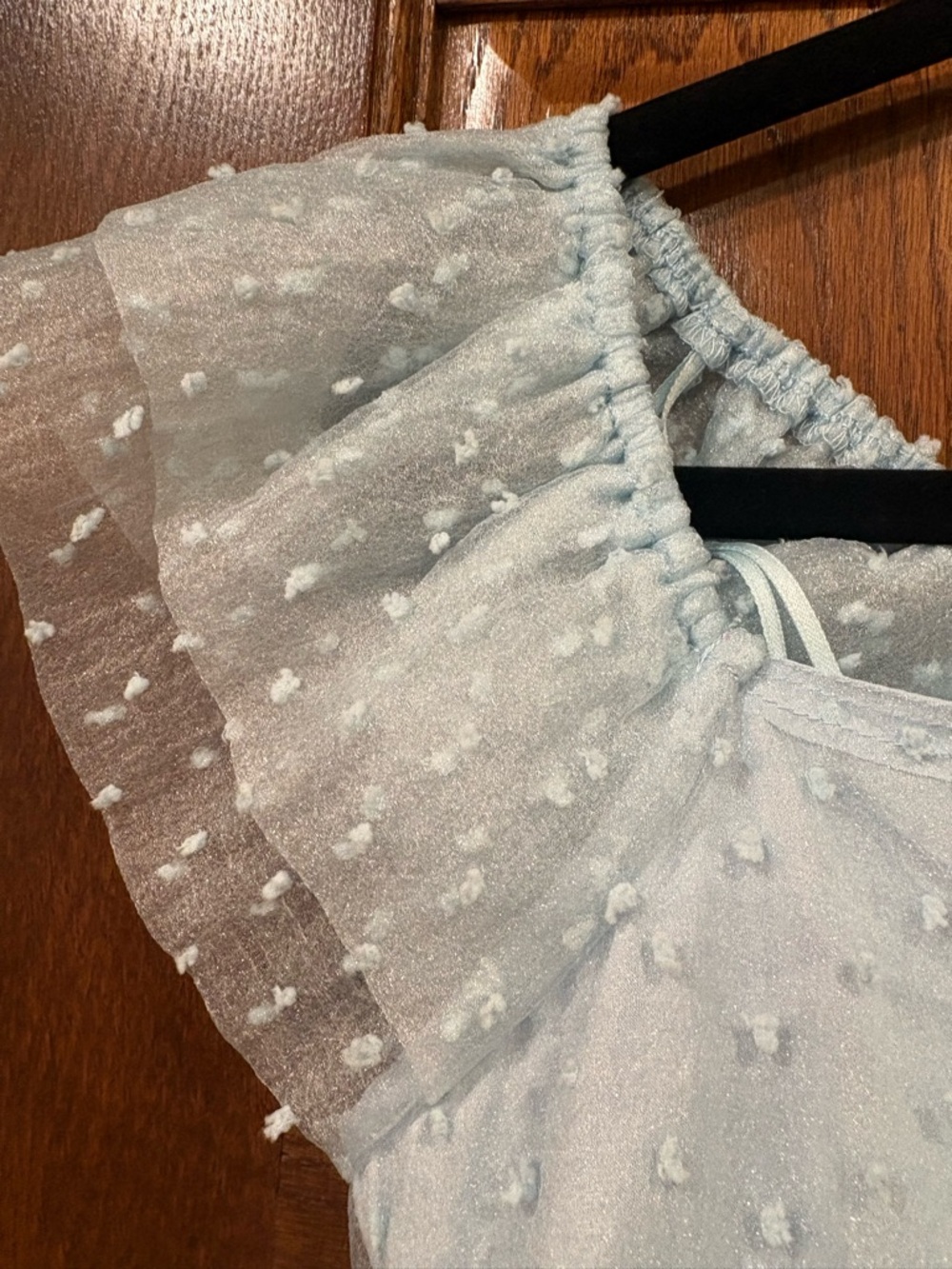 Day + Moon $68 Light Blue Swiss Dot Tulle Mini Dress Tie Back Fairycore Boho - Picture 4 of 9